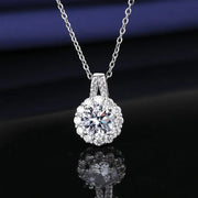 Collana girasole in argento 925 e pietra moissnaite