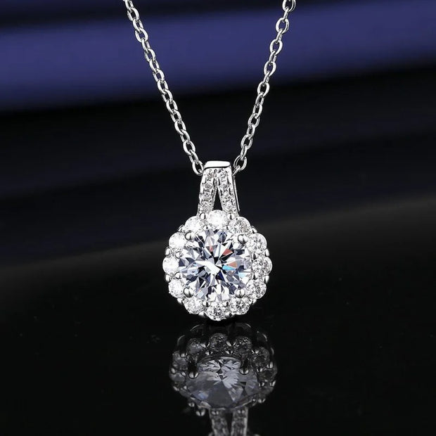 Collana girasole in argento 925 e pietra moissnaite