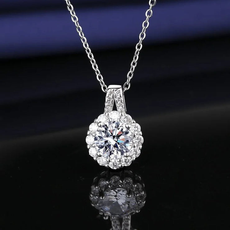 Collana girasole in argento 925 e pietra moissnaite