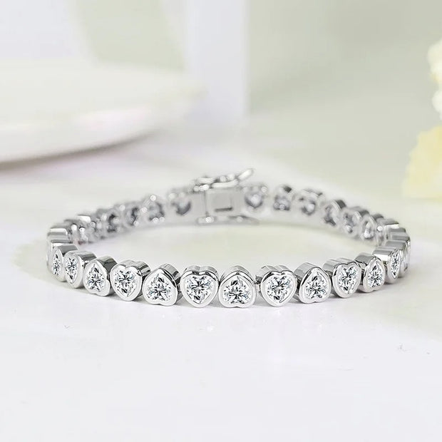 Bracciale tennis cuori moissanite