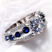 Anello diamante e zaffiri moissanite