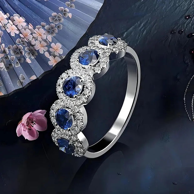 Anello Blu Oceano moissanite