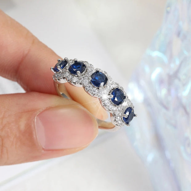 Anello Blu Oceano moissanite
