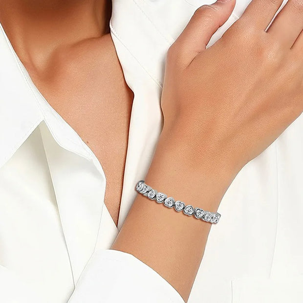 Bracciale tennis cuori moissanite