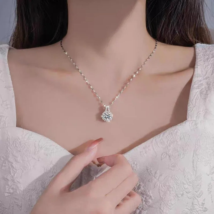 Collana girasole in argento 925 e pietra moissnaite