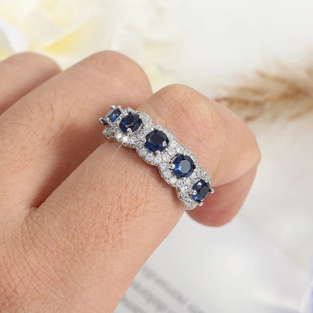 Anello Blu Oceano moissanite
