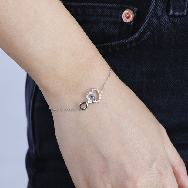 Collana cuore argento + Bracciale cuore infinito argento